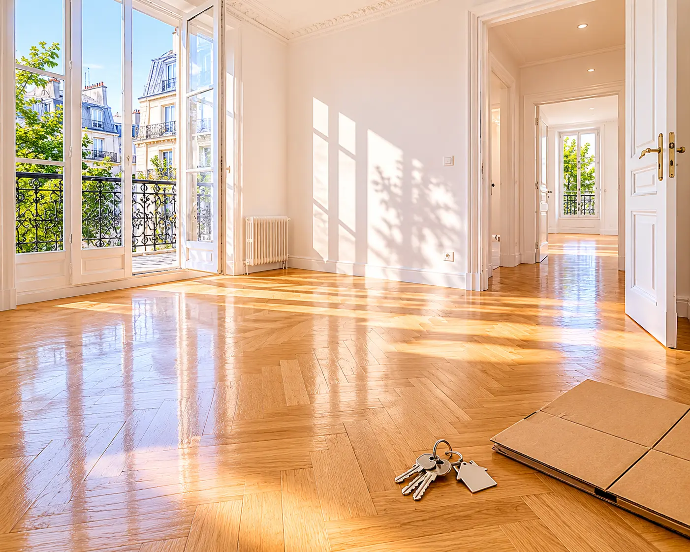 Appartement vide nettoyé prêt pour l'état des lieux de sortie